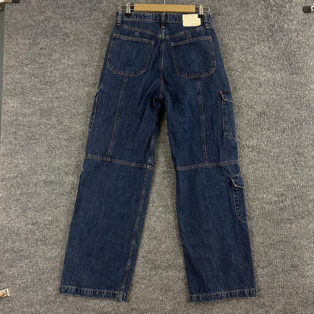 Rag & Bone Jeans Womens 26 Cailyn Cargo Wide Leg Utility Dark Blue Denim Relaxed - Picture 6 of 16